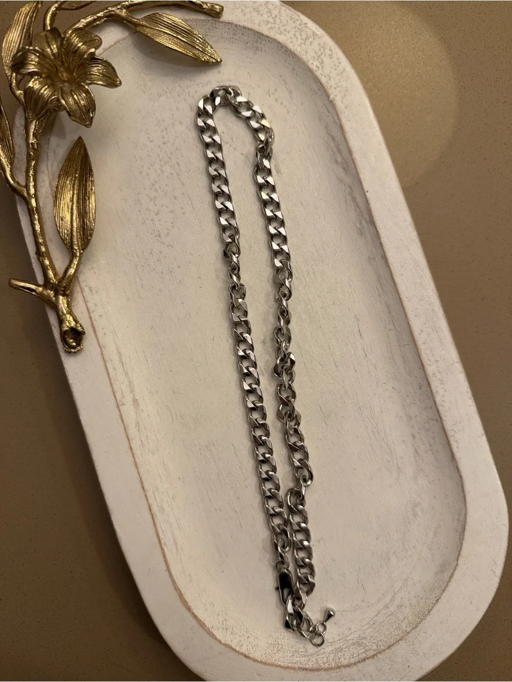 Men's Polished Silver Cuban Link Chain Necklace